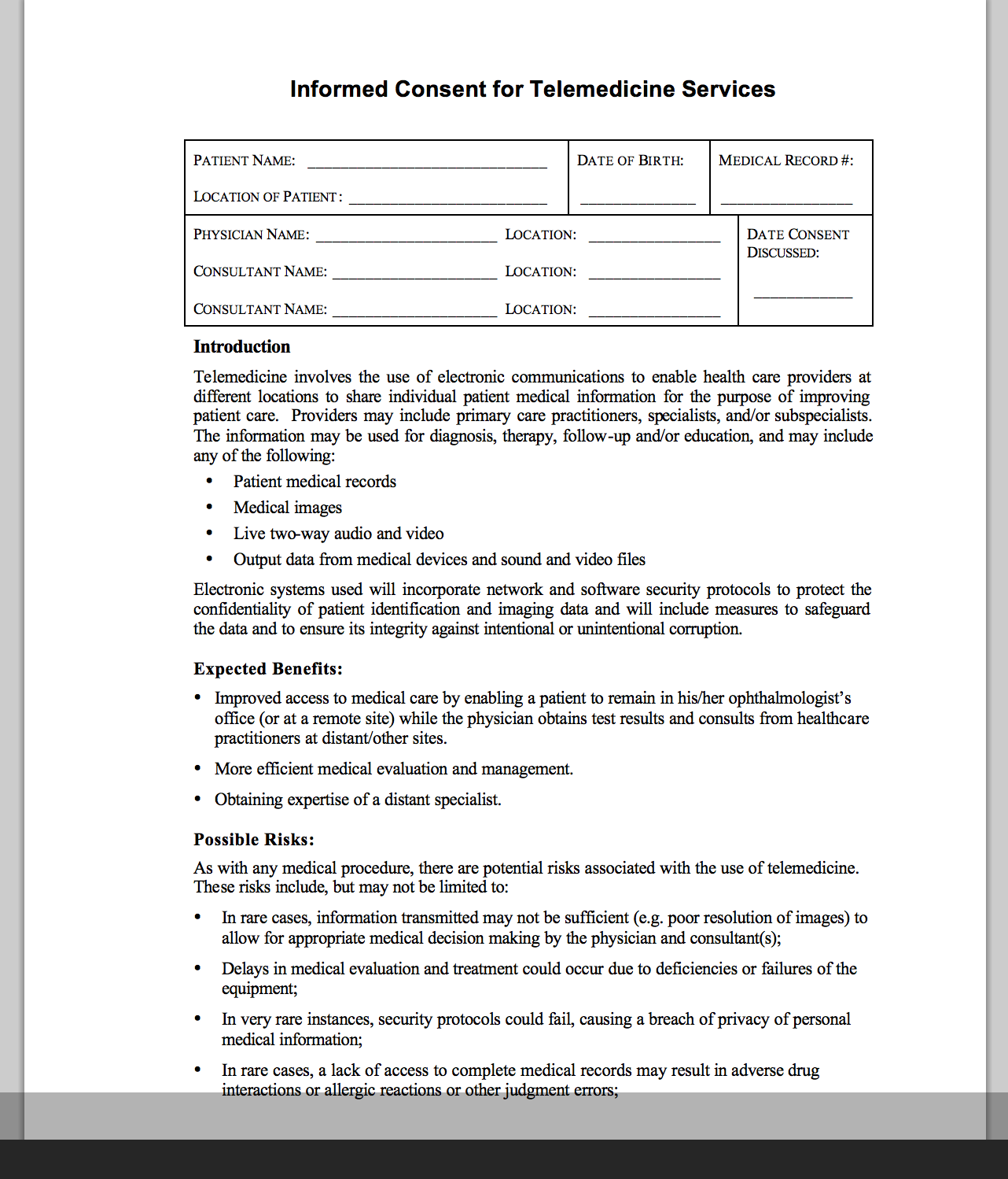 ATA informed patient consent