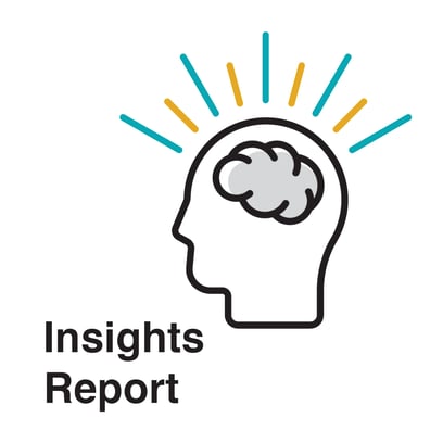 This is the graphic icon for the regular Insights Report from eVisit and includes a human brain with energy lines emitting 